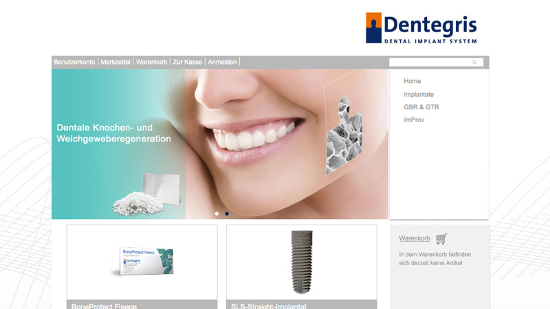Online-Shop der Dentegris Deutschland GmbH - Implantate und Material zur Geweberegeneration ab sofort online bestellen!