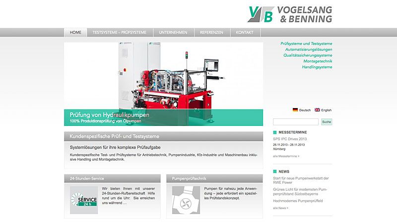 Website Vogelsang & Benning GmbH, Bochum